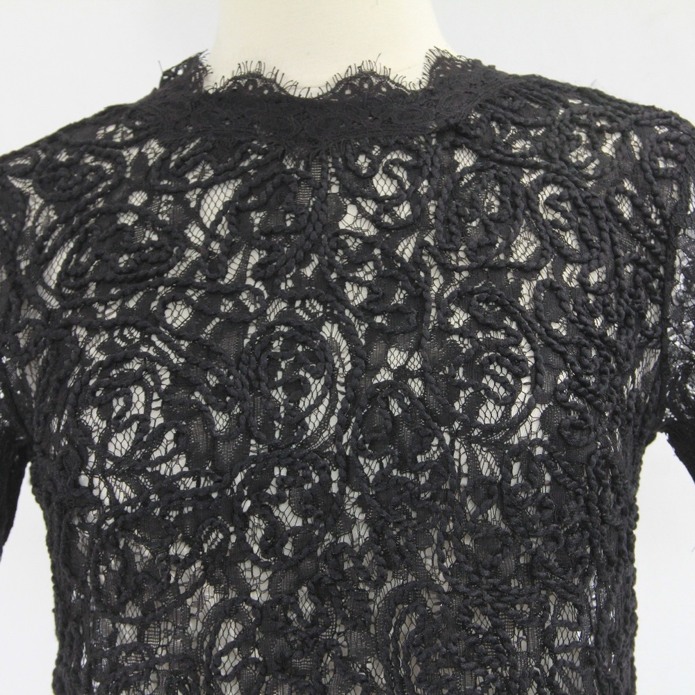 Zara Crop Top Small Lace Shirt women NEW Black - Picture 6 of 8